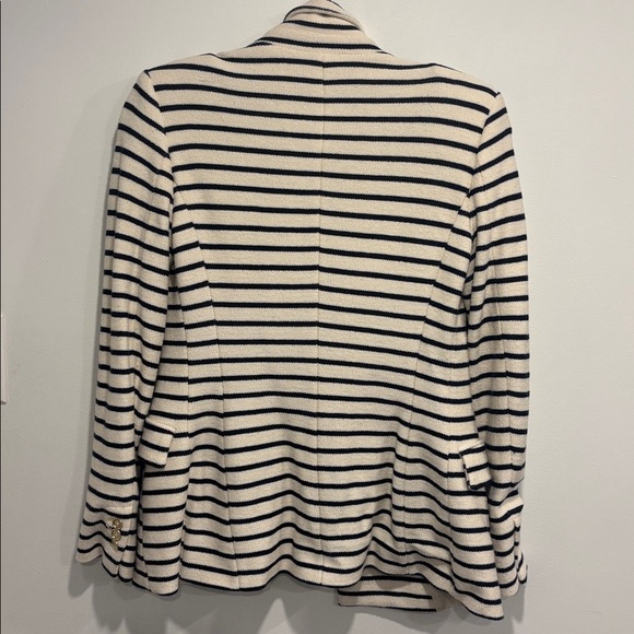 Zara Dark Blue and White Striped Blazer - Picture 7 of 13